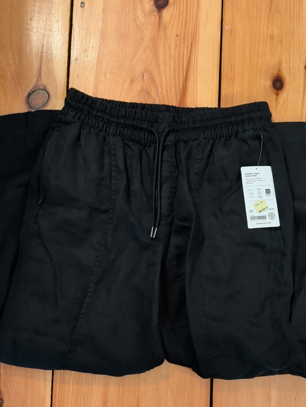 Womens Black Linen Ankle Pants